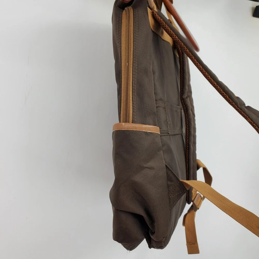 Delsey Paris Brown Nylon Laptop Backpack Professional Commuter Travel Bag